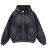Custom Vintage Style Acid Washed Long Sleeve Oversized Zip up Men's Hoodies Hooded Jacket for Men