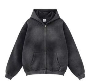 main-image-1 Custom Vintage Style Acid Washed Long Sleeve Oversized Zip up Men's Hoodies Hooded Jacket for Men