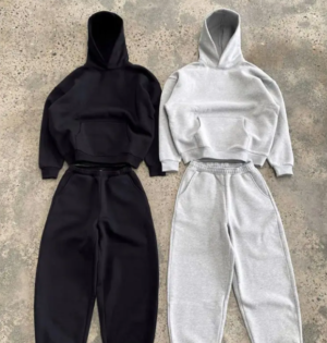 Tracksuits for Men Manufacturer Top Quality Solid Color Fleece Custom Baggy Casual 100 Cotton Men Tracksuit Set