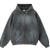 Custom Vintage Style Acid Washed Long Sleeve Oversized Zip up Men's Hoodies Hooded Jacket for Men