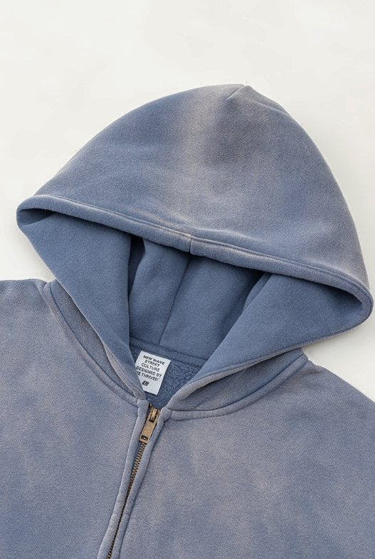 Custom Vintage Style Acid Washed Long Sleeve Oversized Zip up Men's Hoodies Hooded Jacket for Men