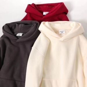 Custom Logo 100% Cotton Long 3D Embroidery Heavyweight Oversized Unisex Thickened Solid Color Fleece Hoodies
