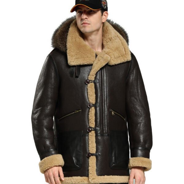 main_image_1 (2) Unisex Genuine Leather Shearling Biker Jacket Winter Warm Faux Fur Lined Handmade Zipper Aviator Coat OEM Service Nonwoven