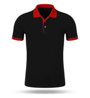 main_image_1 (2) Custom Unisex Promotional Polo Shirt Men's Black Polo Shirt Red Collar Wholesale Bulk Polo Shirts Men's Short-sleeved Designed