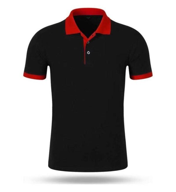 main_image_1 (2) Custom Unisex Promotional Polo Shirt Men's Black Polo Shirt Red Collar Wholesale Bulk Polo Shirts Men's Short-sleeved Designed