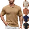 main_image_1 (2) Men's Sweater Knitted Golf Polo Shirts V Neck T-shirt Short Sleeve Crochet Knit Polo Shirt