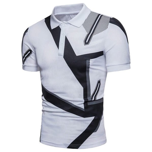 Men's Geometric Print Polo Shirt Short Sleeve Slim Fit Turndown Collar Cotton Polyester Golf Sportswear Wholesale