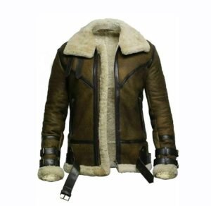 Customized Sheep Leather Bomber Leather Jacket With Fur Lining for Men