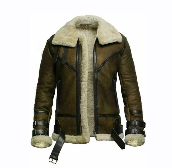 Customized Sheep Leather Bomber Leather Jacket With Fur Lining for Men