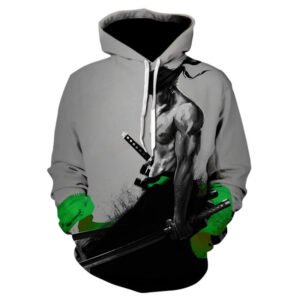 3D Hot Anime One Piece Zoro Hoodie Knitted Solid Casual Sweatshirt Harajuku Hooded Jacket Men Tracksuit