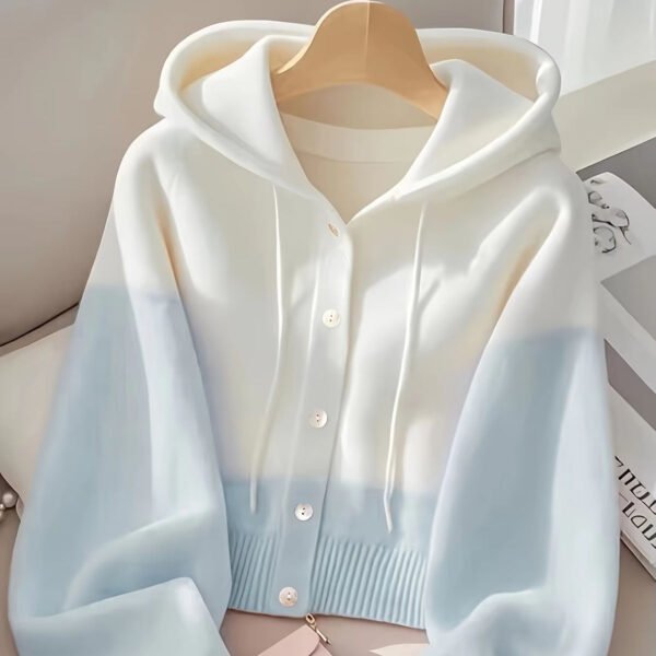 High Quality Winter Autumn Cashmere Wool Women's Hoodie Sweater Elegant Button Cardigan Sweaters