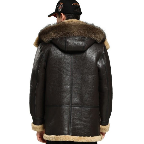 main_image_2 (2) Unisex Genuine Leather Shearling Biker Jacket Winter Warm Faux Fur Lined Handmade Zipper Aviator Coat OEM Service Nonwoven