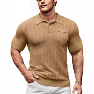 main_image_2 (2) Men's Sweater Knitted Golf Polo Shirts V Neck T-shirt Short Sleeve Crochet Knit Polo Shirt