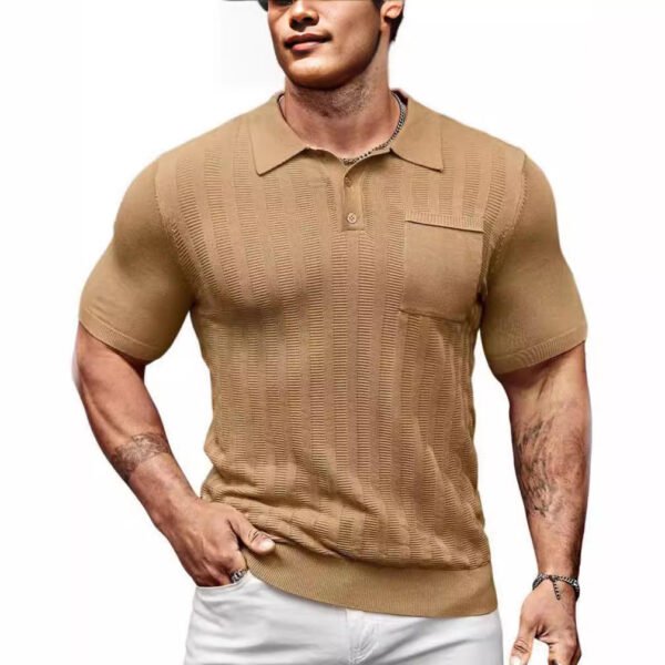 main_image_2 (2) Men's Sweater Knitted Golf Polo Shirts V Neck T-shirt Short Sleeve Crochet Knit Polo Shirt