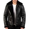 jacket for men Sheepskin Premium Shearling Leather Jacket with Black Fur for Men Real Sheep hide Buckled Collar Stylish Design