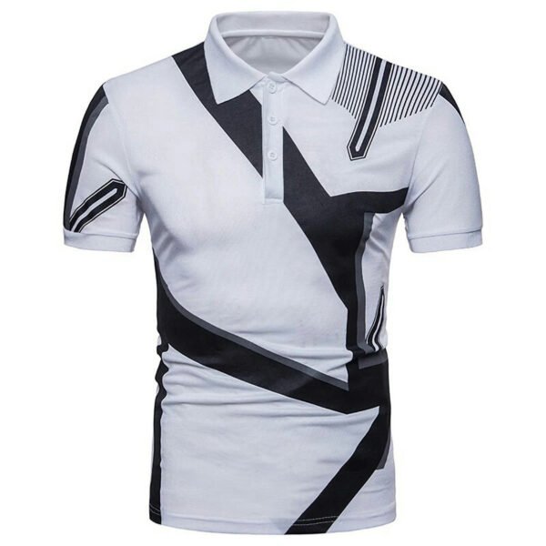 Men's Geometric Print Polo Shirt Short Sleeve Slim Fit Turndown Collar Cotton Polyester Golf Sportswear Wholesale