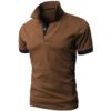 Breathable New Arrival Men Summer Button Sleeve Striped Shirts Ribbed Collar Solid Color Men's Tops Wholesale Custom Polo Shirt