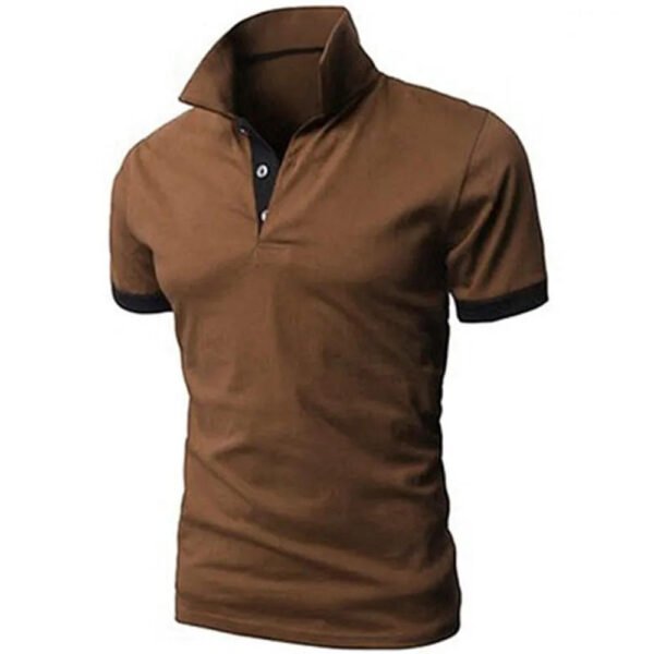 Breathable New Arrival Men Summer Button Sleeve Striped Shirts Ribbed Collar Solid Color Men's Tops Wholesale Custom Polo Shirt