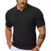 main_image_3 (2) Men's Sweater Knitted Golf Polo Shirts V Neck T-shirt Short Sleeve Crochet Knit Polo Shirt