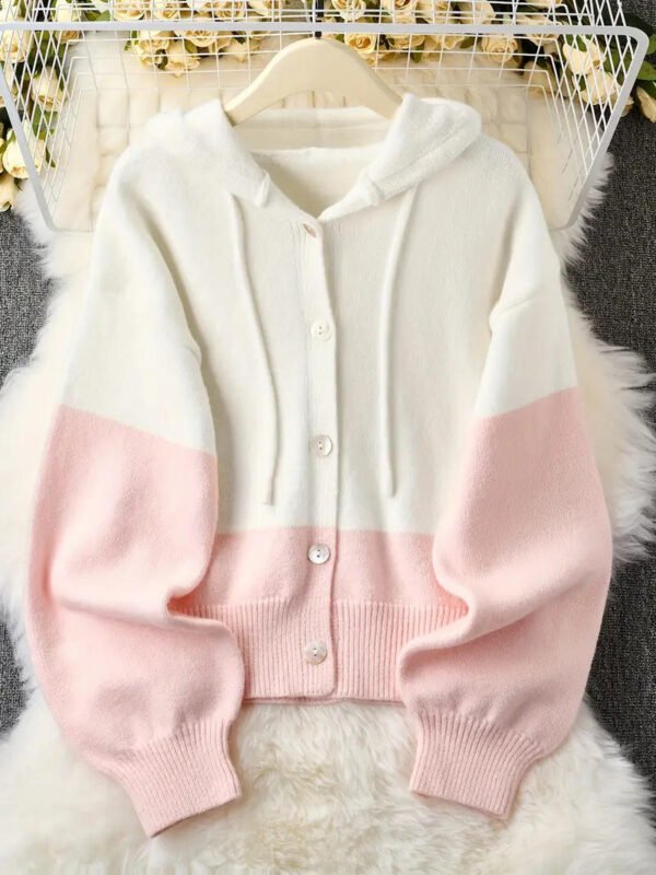 High Quality Winter Autumn Cashmere Wool Women's Hoodie Sweater Elegant Button Cardigan Sweaters
