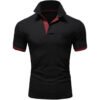 Breathable New Arrival Men Summer Button Sleeve Striped Shirts Ribbed Collar Solid Color Men's Tops Wholesale Custom Polo Shirt