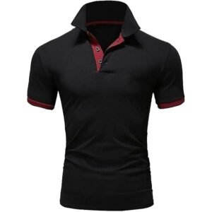 Breathable New Arrival Men Summer Button Sleeve Striped Shirts Ribbed Collar Solid Color Men's Tops Wholesale Custom Polo Shirt