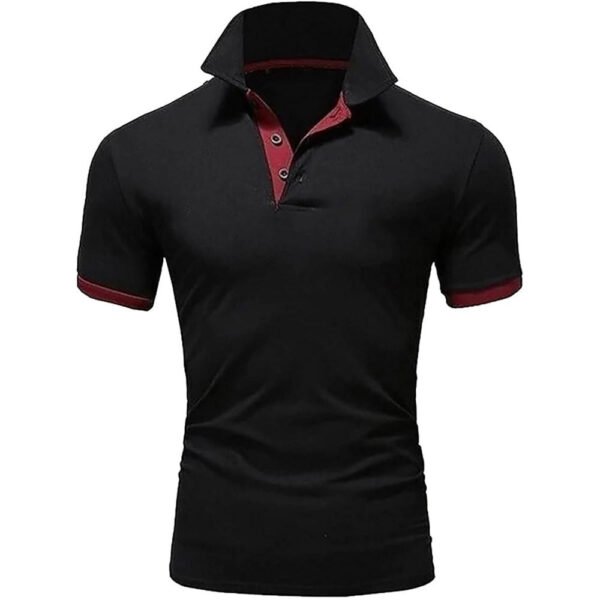 Breathable New Arrival Men Summer Button Sleeve Striped Shirts Ribbed Collar Solid Color Men's Tops Wholesale Custom Polo Shirt