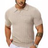 main_image_4 (2) Men's Sweater Knitted Golf Polo Shirts V Neck T-shirt Short Sleeve Crochet Knit Polo Shirt