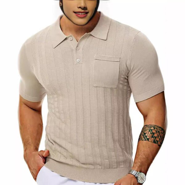 main_image_4 (2) Men's Sweater Knitted Golf Polo Shirts V Neck T-shirt Short Sleeve Crochet Knit Polo Shirt