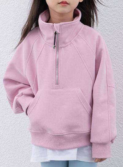 Customization Fashion Plain Oversize Cotton Baby Hoodies & Sweatshirts Girl Quarter Zip Hoodie Baby Pullover Jackets Outwears