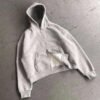 Wholesale Winter Customized Men's Double Zip up Oversized Cotton Hoodie 500 Gsm French Terry Boxy Cropped Hoodie