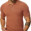 main_image_5 (2) Men's Sweater Knitted Golf Polo Shirts V Neck T-shirt Short Sleeve Crochet Knit Polo Shirt