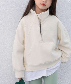 Customization Fashion Plain Oversize Cotton Baby Hoodies & Sweatshirts Girl Quarter Zip Hoodie Baby Pullover Jackets Outwears