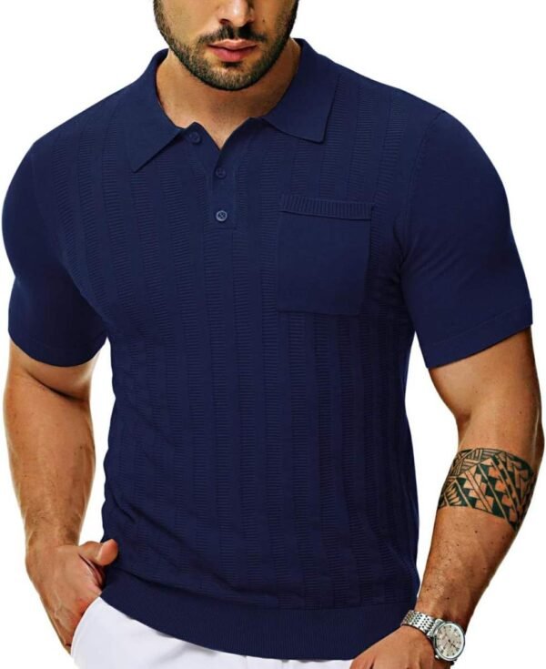 main_image_6 (2) Men's Sweater Knitted Golf Polo Shirts V Neck T-shirt Short Sleeve Crochet Knit Polo Shirt