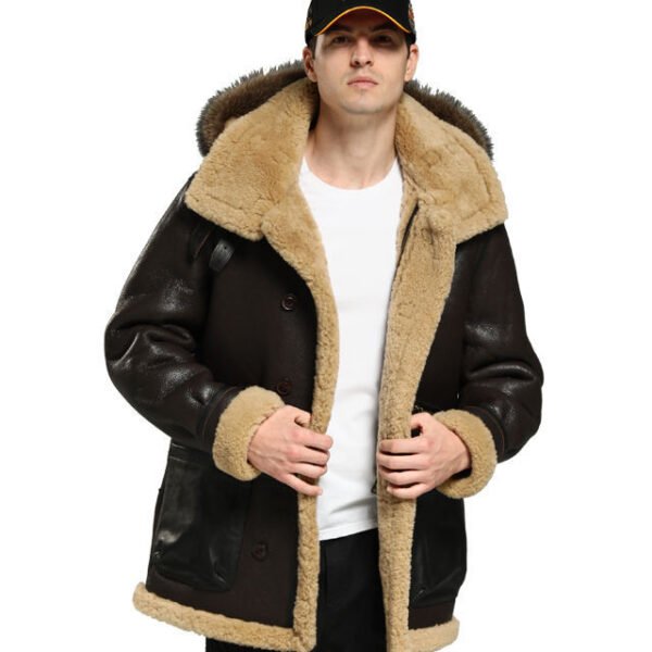 main_image_6 (2) Unisex Genuine Leather Shearling Biker Jacket Winter Warm Faux Fur Lined Handmade Zipper Aviator Coat OEM Service Nonwoven