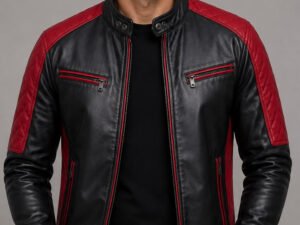 Wholesale Men's Two-Tone Leather Biker Jacket