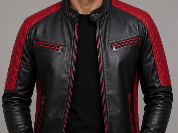 Wholesale Men's Two-Tone Leather Biker Jacket
