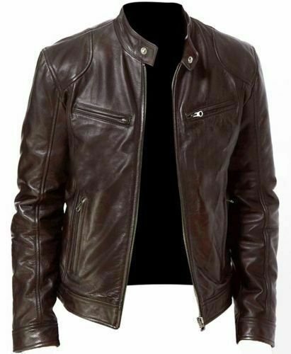 Men's Vintage Cafe Racer Genuine Leather Biker Jacket