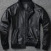 blck jacket1 Custom Men’s Genuine Leather Bomber Jacket