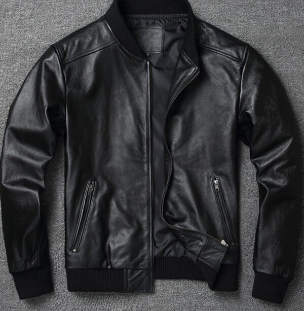 blck jacket1 Custom Men’s Genuine Leather Bomber Jacket