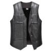 blck vest Custom Men's Fleece-Lined PU Leather Biker Vest