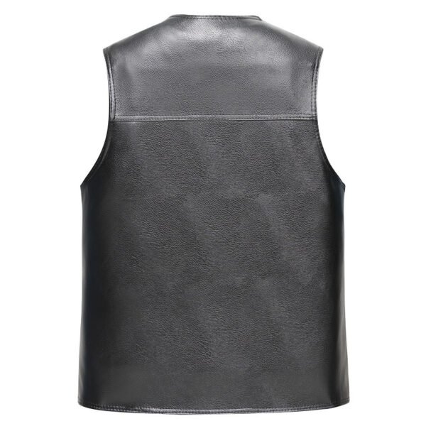 blck vest2 Custom Men's Fleece-Lined PU Leather Biker Vest