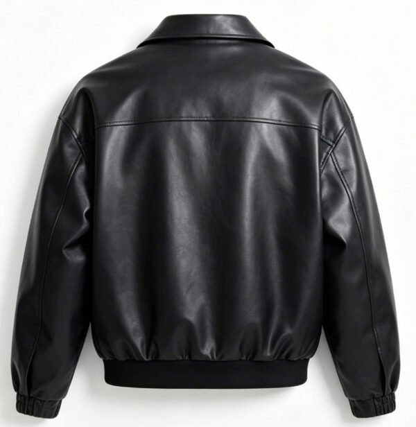 Men’s Vintage Black PU Leather Bomber Jacket