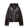 brwnjk1 Custom Wholesale Women's Hooded Leather Jacket