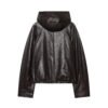 brwnjk2 Custom Wholesale Women's Hooded Leather Jacket