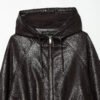 brwnjk3 Custom Wholesale Women's Hooded Leather Jacket