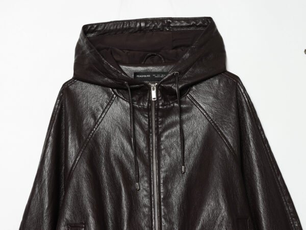 brwnjk3 Custom Wholesale Women's Hooded Leather Jacket