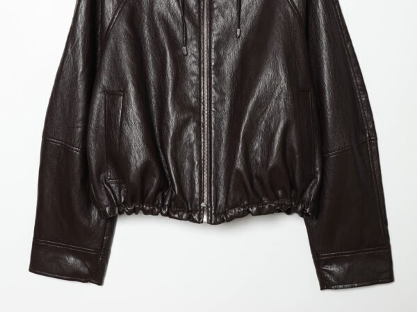 brwnjk4 Custom Wholesale Women's Hooded Leather Jacket