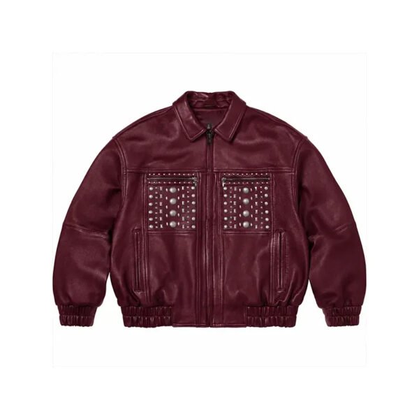 Men's Custom Multi-Studded Genuine Leather Biker Jacket