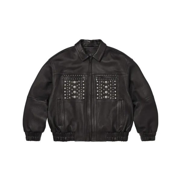 Men's Custom Multi-Studded Genuine Leather Biker Jacket